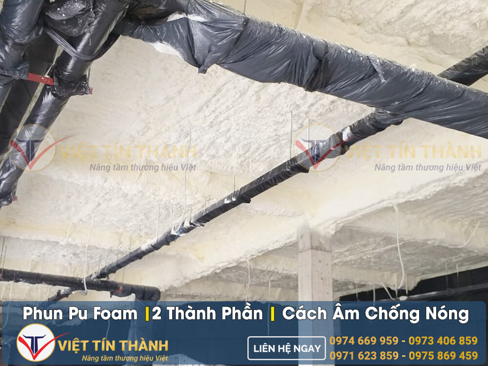 phun pu foam cách âm chống nóng trần bê tông